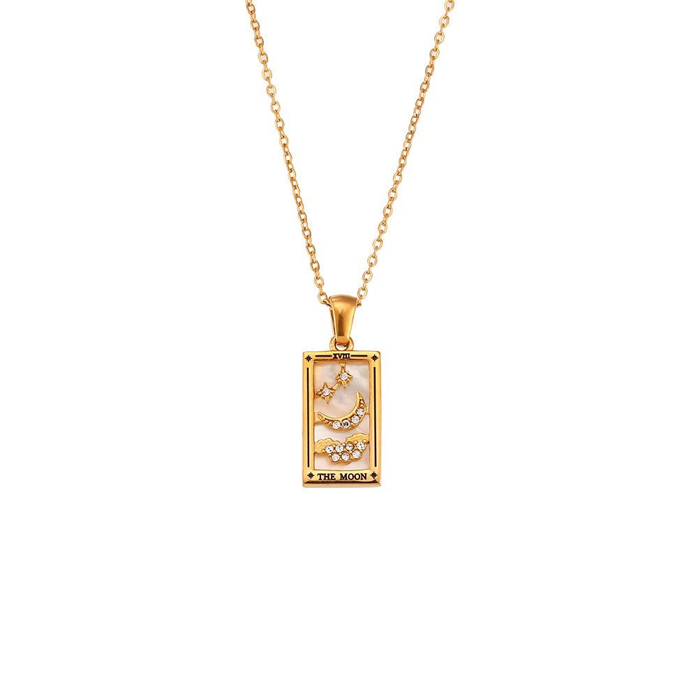 Collana Pendente Geometrica Minimalista da Donna in Acciaio Inox con Placcatura in Oro 18K e Finitura Smaltata