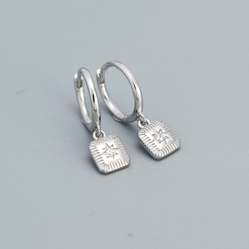 Luxury Minimalist Eight-Pointed Star Ear Cuffs for Women in 925 Sterling Silver Short Style Double Piercing Earrings
