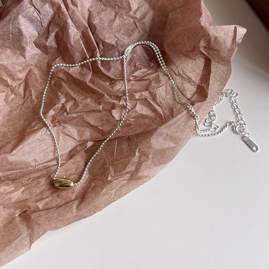 Natural Style Olive Bead Necklace for Women in 925 Sterling Silver with Woven Chain Design