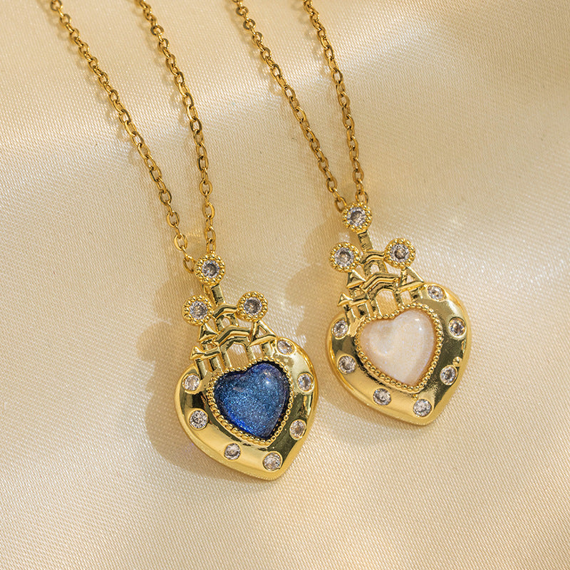 Collana minimalistica in acciaio al titanio a forma di cuore con placcatura sotto vuoto per donne, gioielli con pendente a catena O