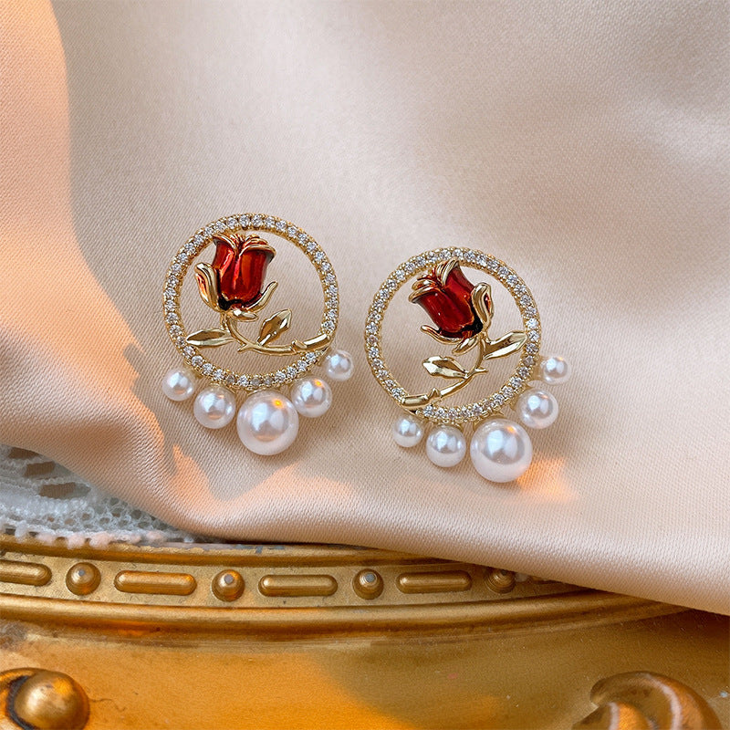 Sweet and Edgy Heart-Shaped Alloy Earrings with Gold Plating for Women