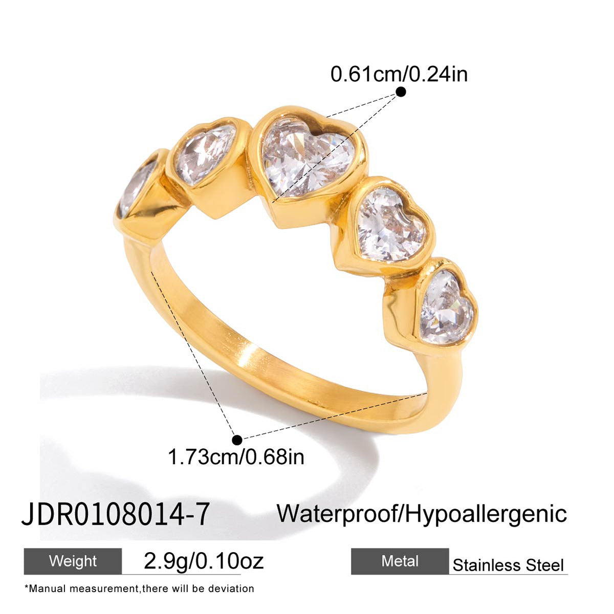 Anello Minimalista Geometrico in Acciaio al Titanio con Intarsio di Zirconi per Donne Gioielli Ipoallergenici in Acciaio Inossidabile