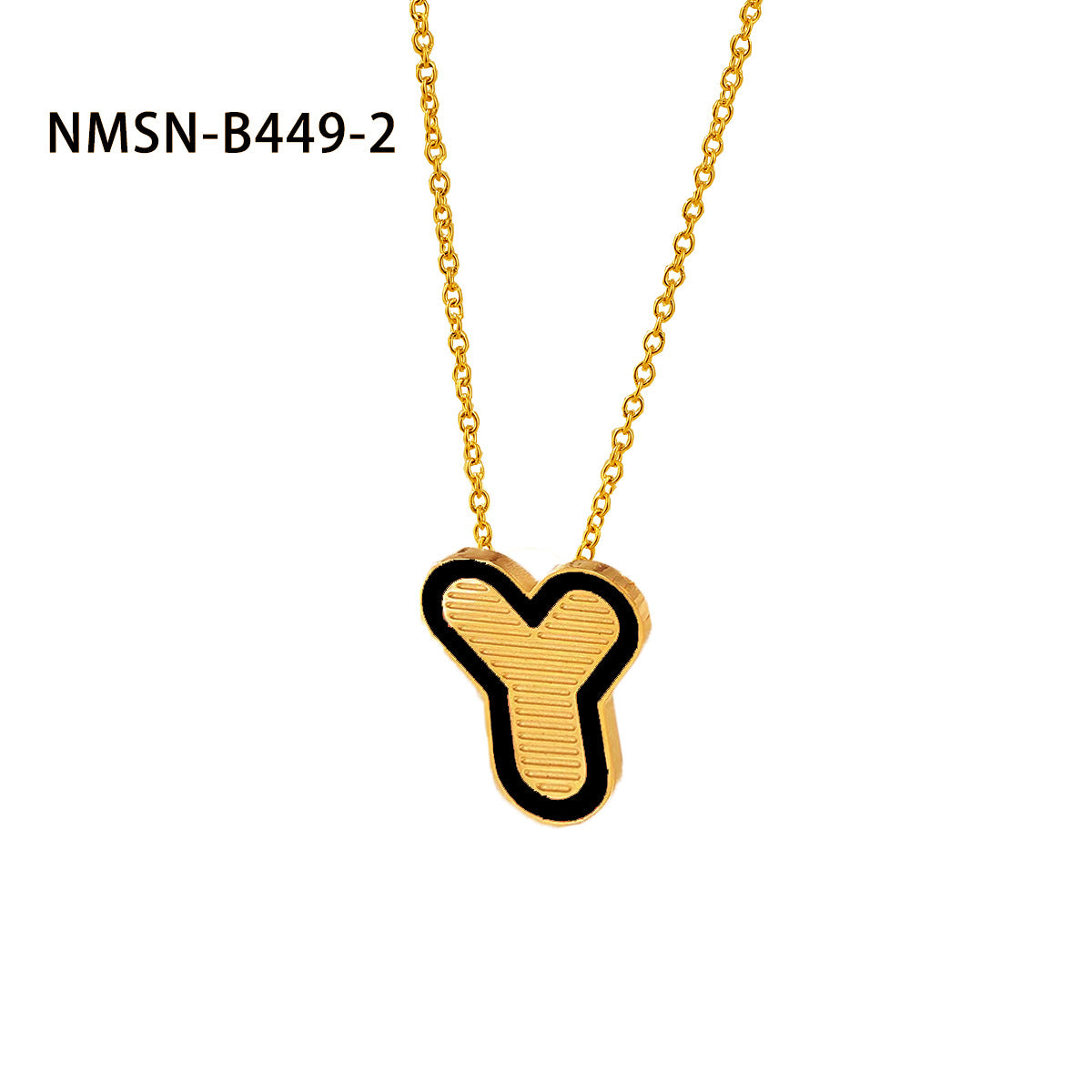 Collana con pendente a forma di lettera minimalista in acciaio inossidabile placcato oro 18 carati e dettagli in smalto da donna