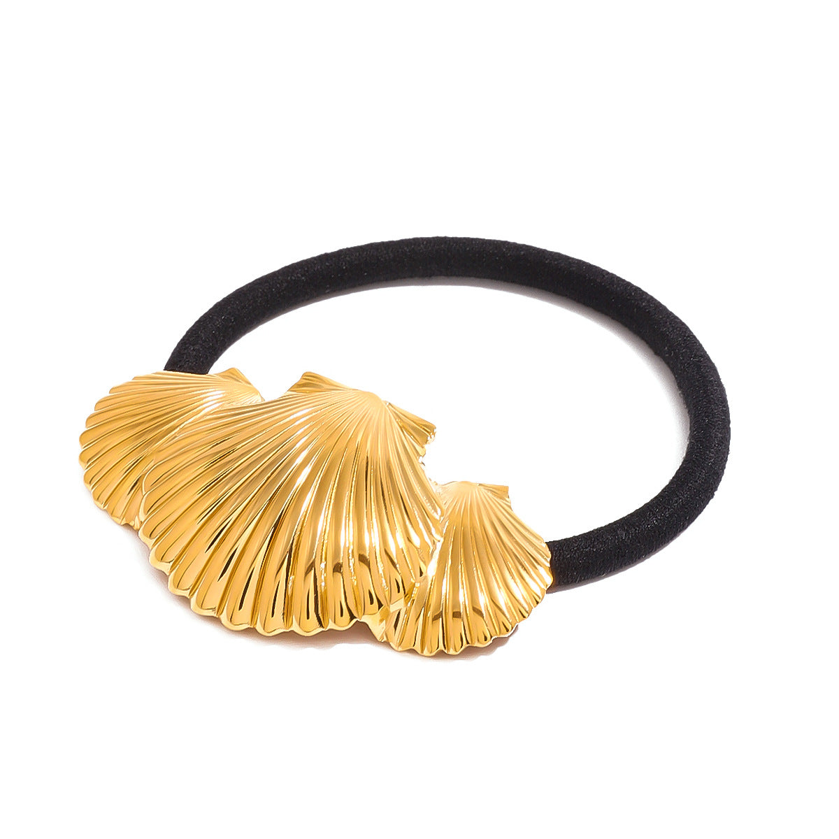 Elegant Shell-Shaped Stainless Steel Hair Tie with Plated Finish for Ponytail and Bun Styling