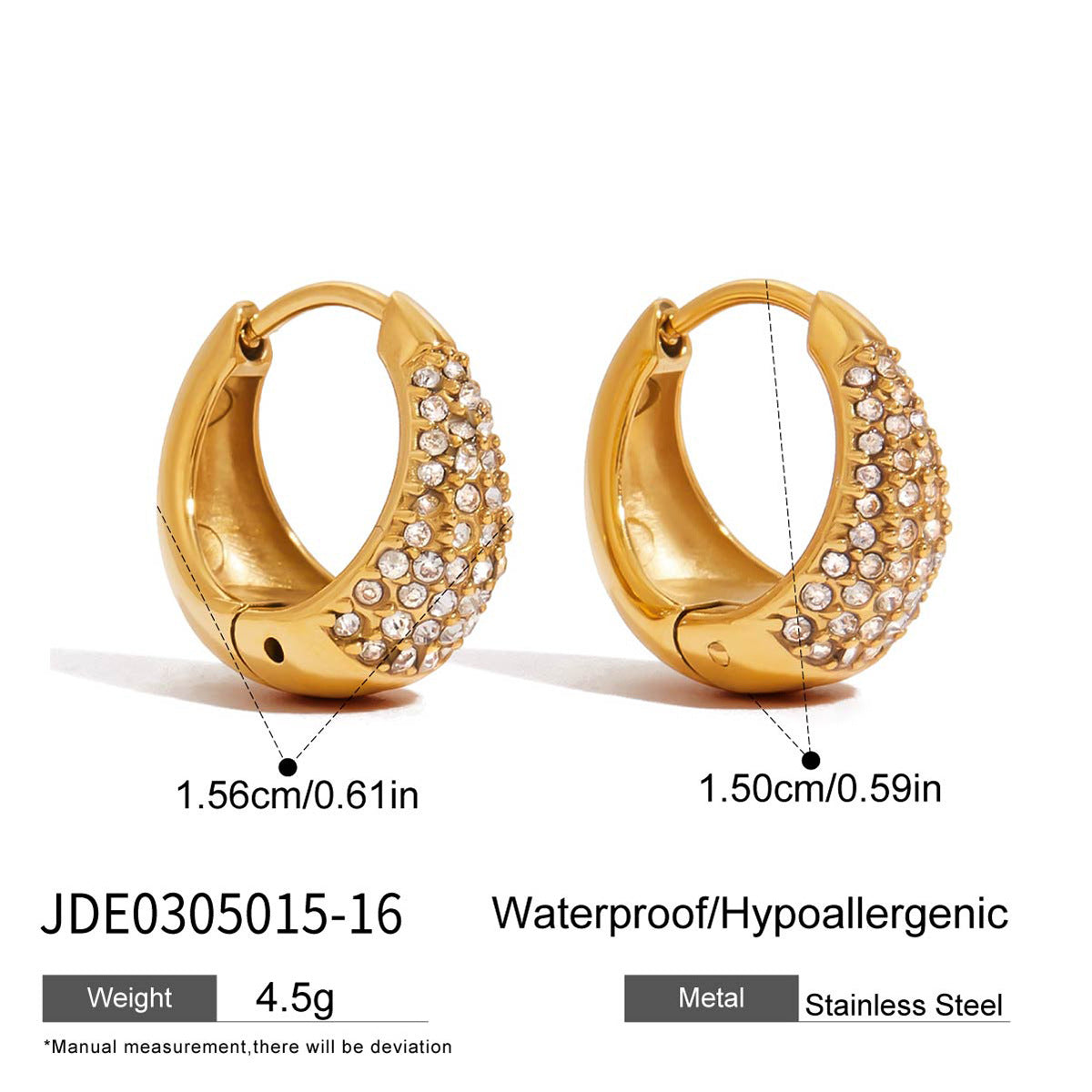 Orecchini a Cerchio da Donna di Lusso in Acciaio Inox Placcato Oro 18K con Design Geometrico