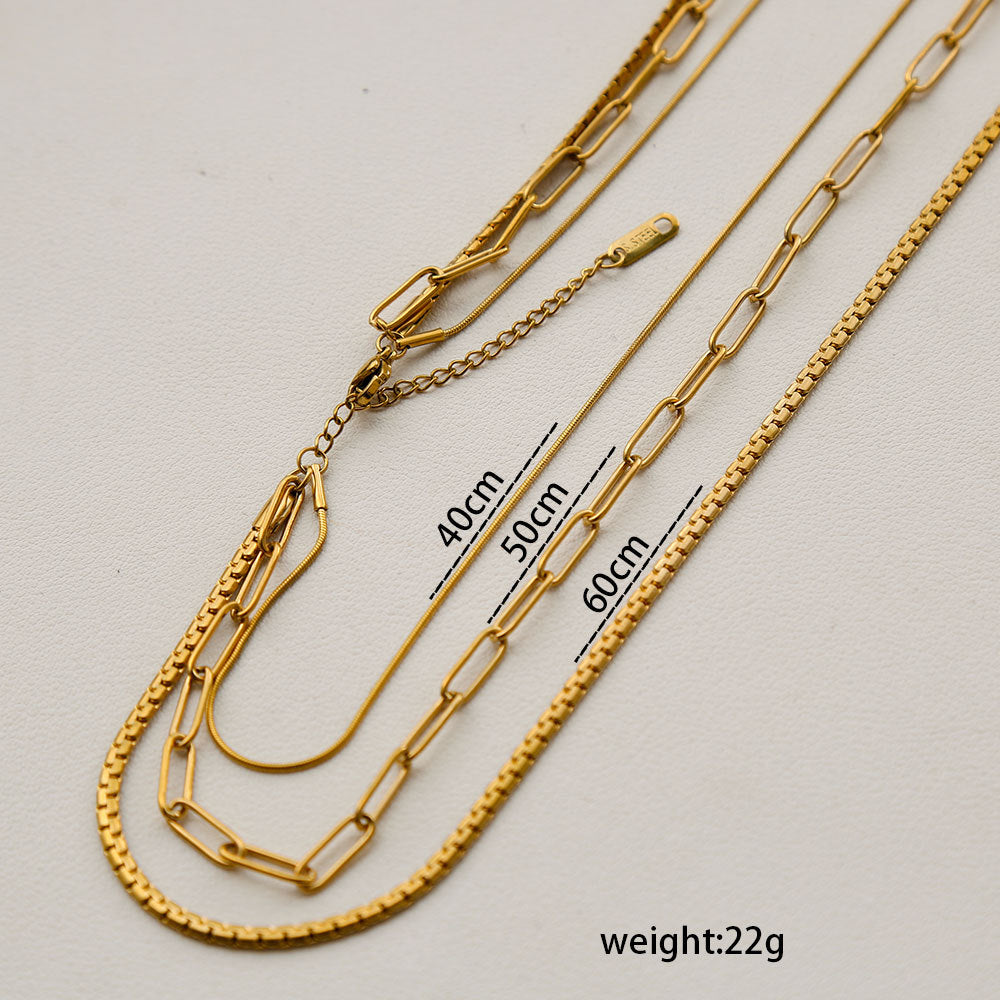 Collana da donna a catena a maglie, placcata oro, in acciaio inossidabile, a forma di U, minimalista