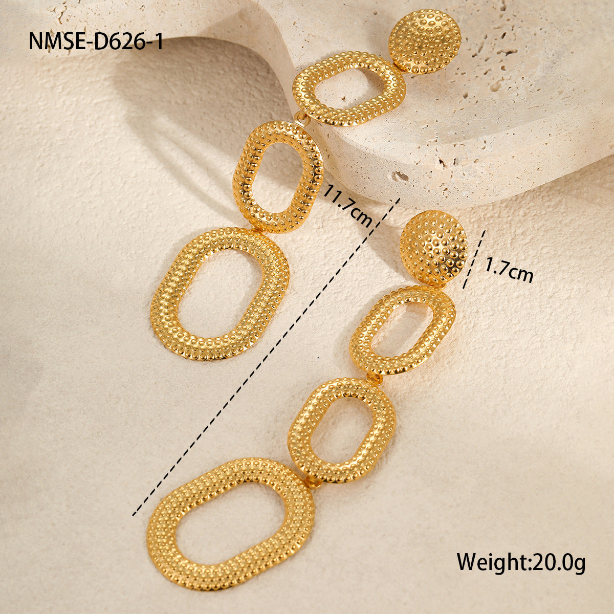 Vintage Style Oval Stainless Steel Earrings with Geometric and Animal Motifs Electroplated for Women