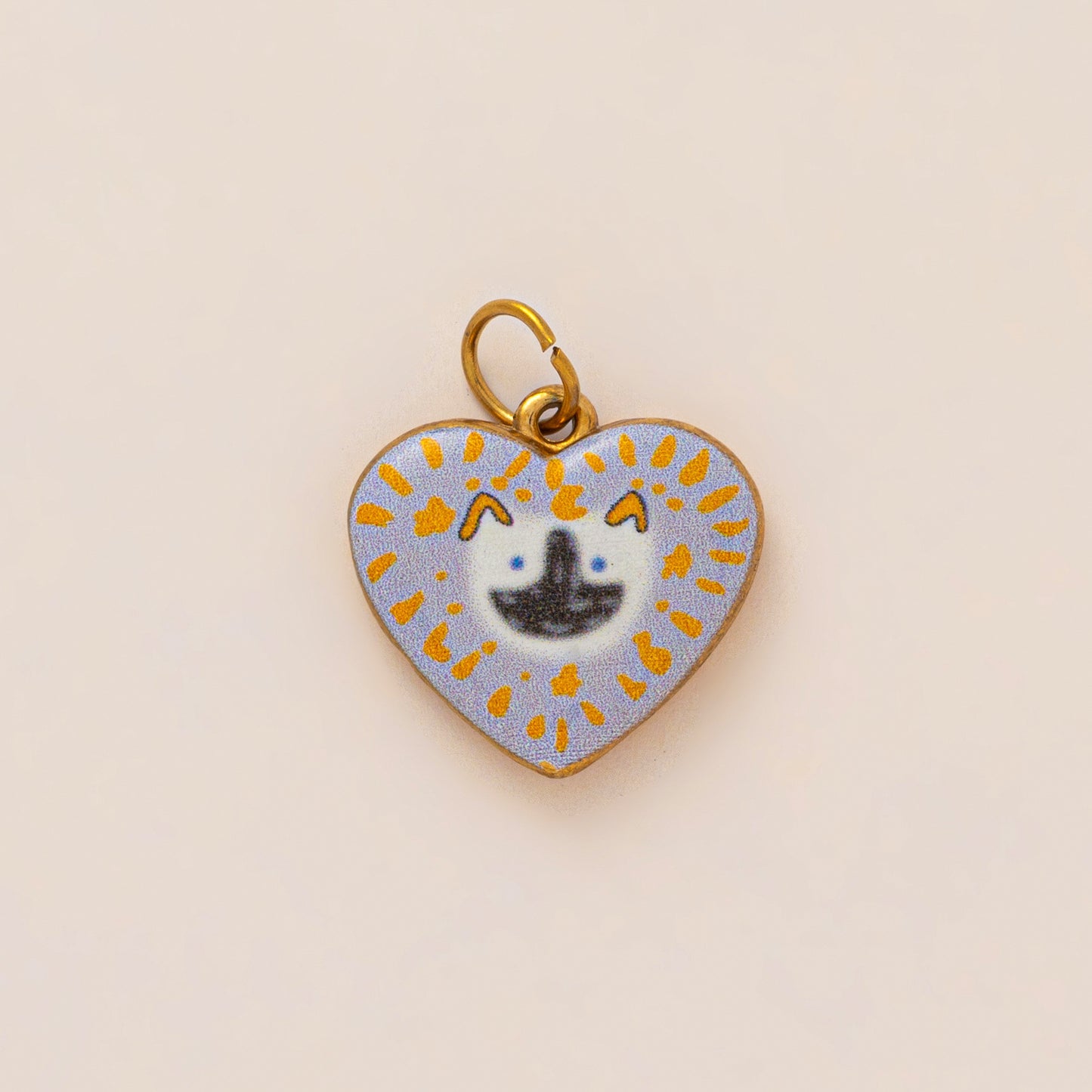 Vintage 18K Gold Plated Stainless Steel Floral Cat Charm Bar