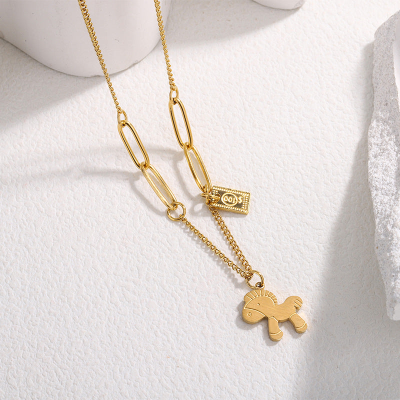 Luxury Gold Plated Stainless Steel Animal Necklace and Earring Set for Women