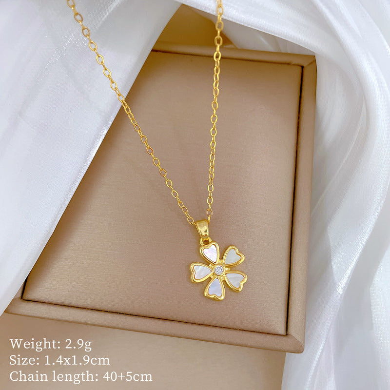 Collana Geometrica con Cielo Stellato da Donna con Strass Micro-Incastonati in Acciaio al Titanio, Stile Dolce, Fresco e Minimalista