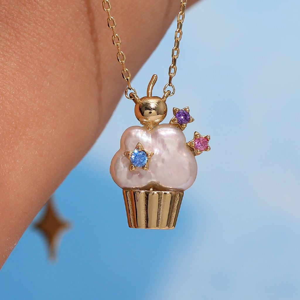 Cute Ice Cream Shaped Geometric Pendant Necklace for Women with Plated Copper Chain and Fresh Sweet Style