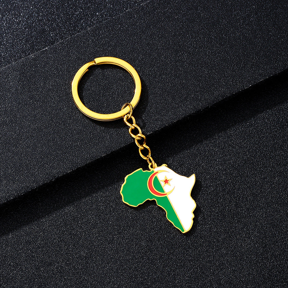 Llavero minimalista de acero inoxidable con forma del continente africano, esmaltado, para regalos y recuerdos
