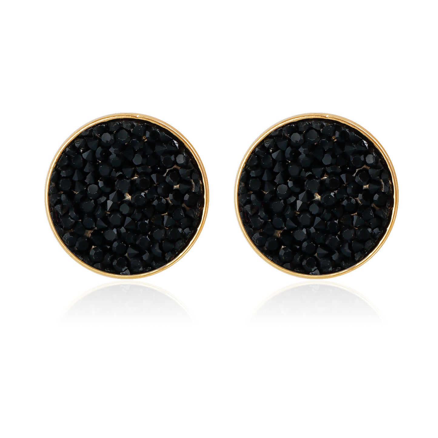 Vintage Geometric Round Stud Earrings in Alloy with Electroplated Finish for Women