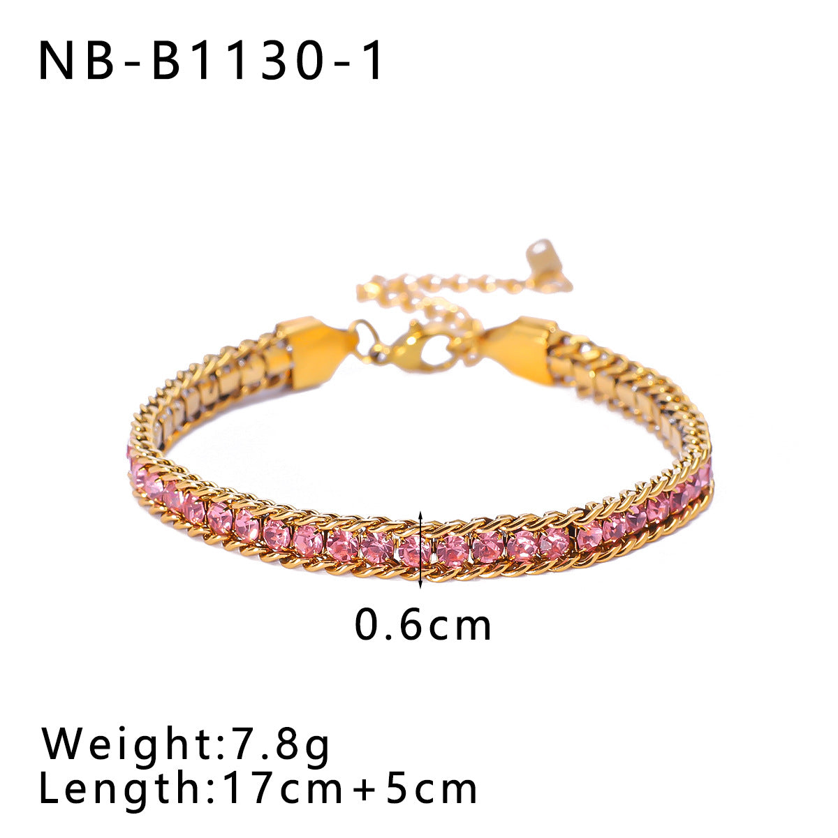 Bohemian Stainless Steel 18K Gold Plated Geometric Bracelet with Colorful Rhinestones Minimalist Women's Jewelry