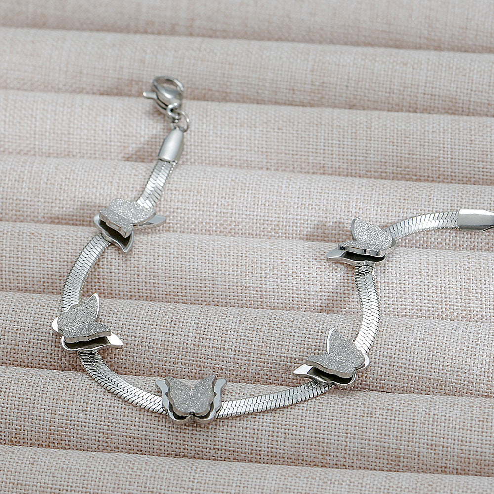 Cute Butterfly-Shaped Stainless Steel Plated Bracelet for Women with Insect-Inspired Design and Sweet Fresh Style