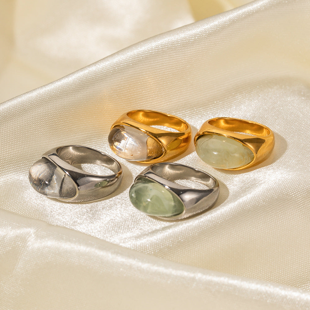 Geometric Stainless Steel Ring with 18K Gold Plating, Hypoallergenic Fashion Band for Women