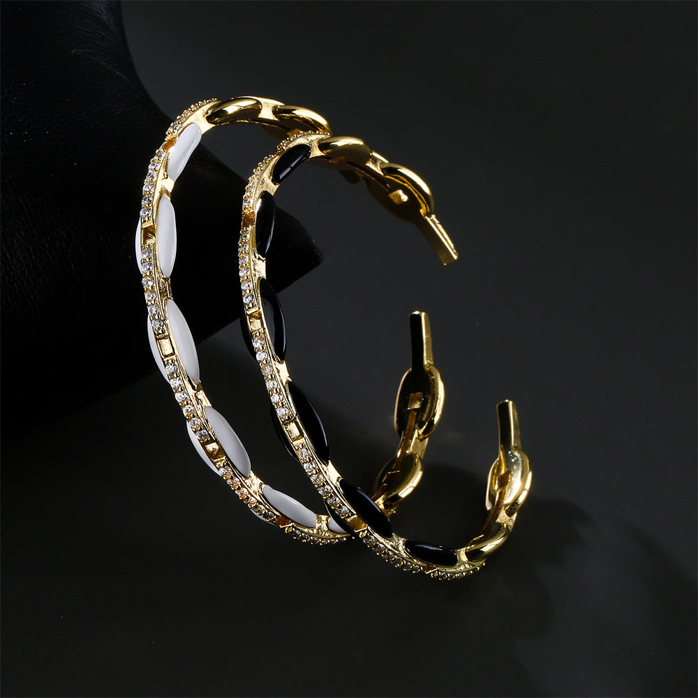 Minimalist Brass Micro-Inlay Drip Oil Pig Nose Bracelet