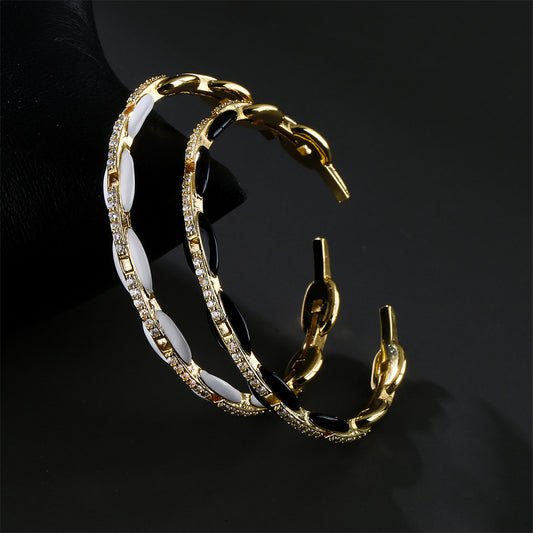 Minimalist Brass Micro-Inlay Drip Oil Pig Nose Bracelet