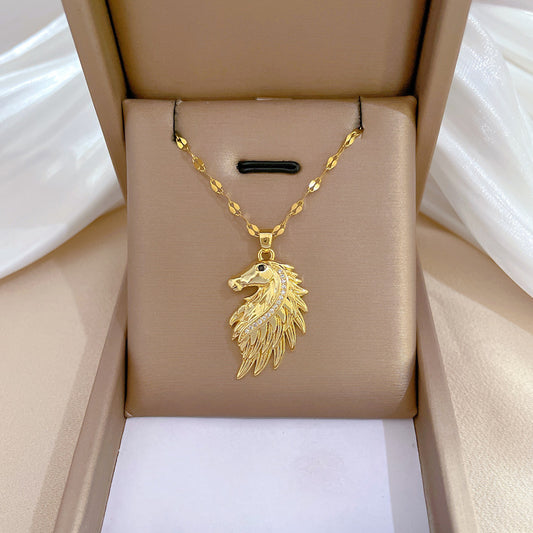 Collana con Pendente a Luna Geometrica Minimalista per Uomo e Donna, Catena Snake in Acciaio Inossidabile con Eleganti Accenti di Strass Completi