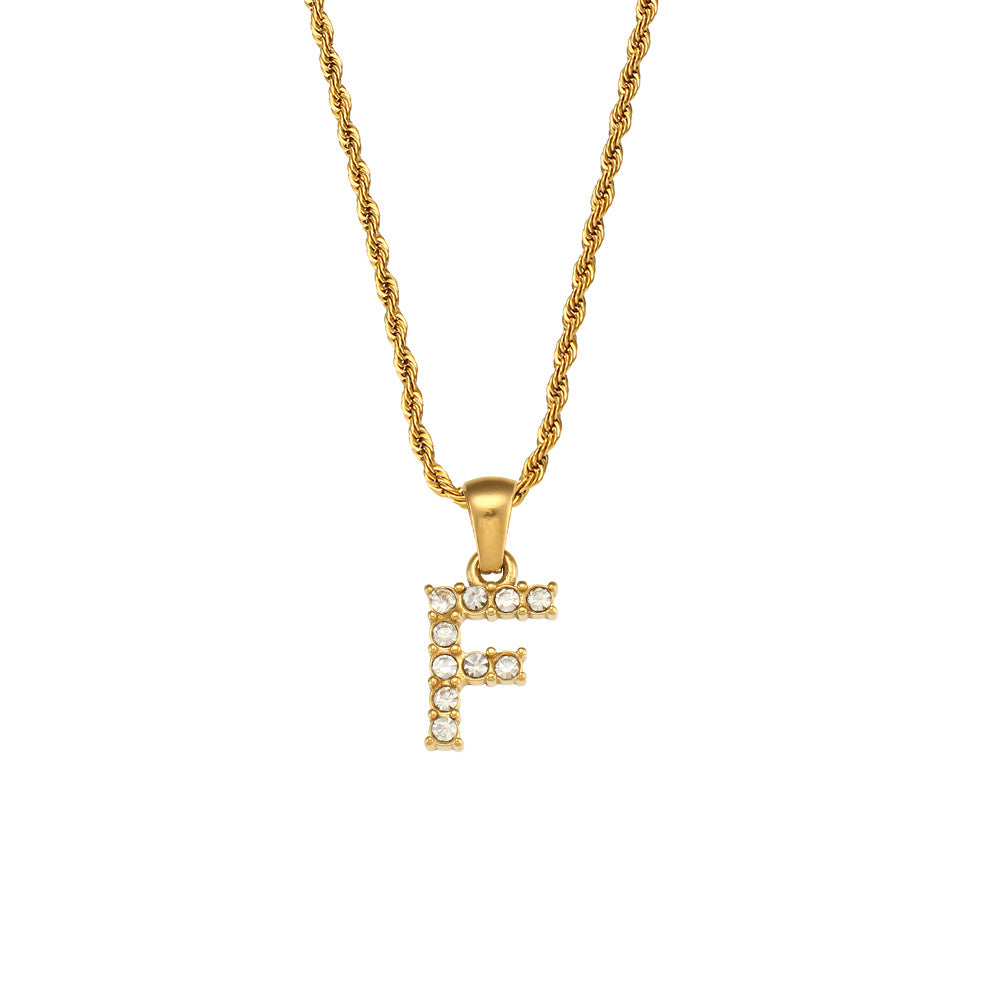 Collana da donna minimalista con pendente a lettera in stile Ins, catena in acciaio inossidabile e pendente in acciaio al titanio placcato