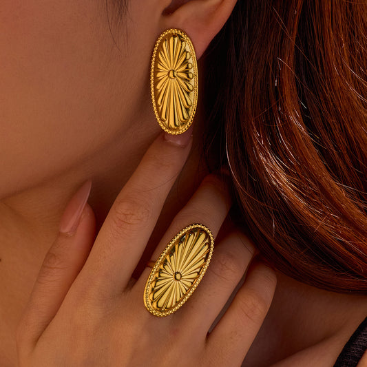 Conjunto de Pendientes Geométricos de Acero Inoxidable con Acabado Chapado para Mujer, Joyería Minimalista y de Moda para la Oficina