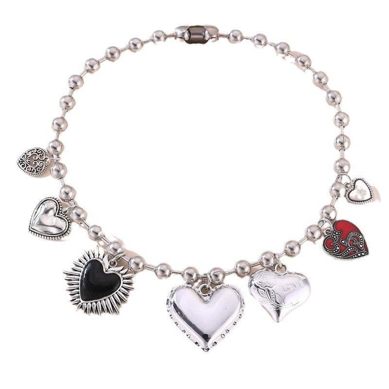 Collar chapado de aleación de zinc geométrico de corazón de Hip-hop Punk para mujer