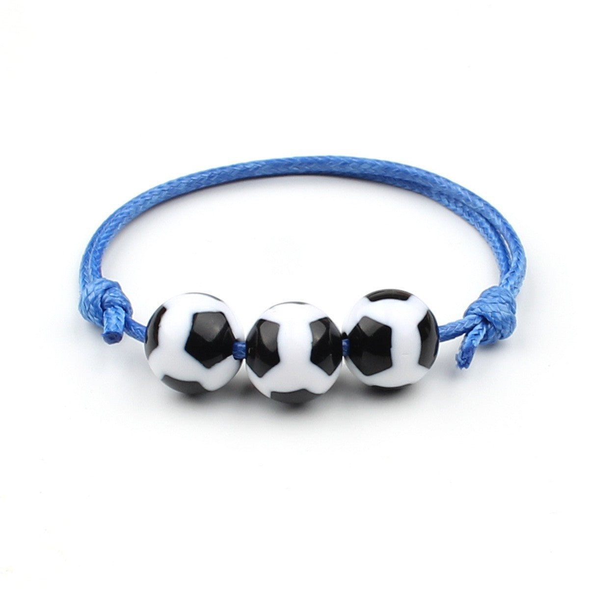 Sporty Geometric Acrylic Ball Beaded Bracelet Unisex Handmade Waxed Cord