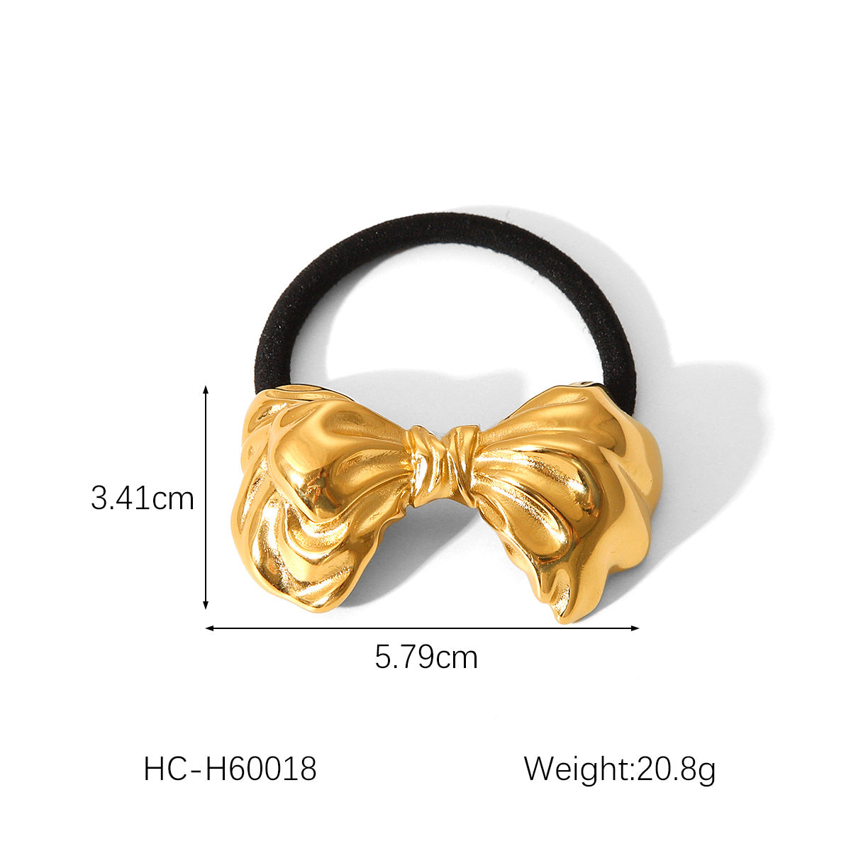 Fascia per capelli con fiocco curvo in acciaio inossidabile placcato oro 18K in stile Ins alla moda