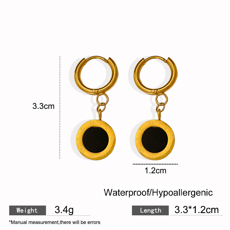 Elegant Titanium Steel Drip Oil Plated Stud Earrings for Women