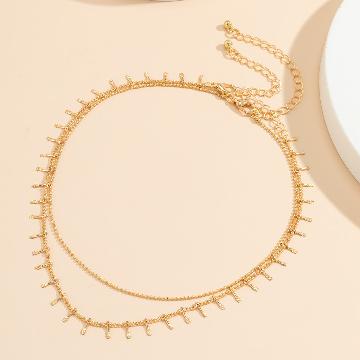 Hip-hop Minimalist Geometric Brass Plated Ball Chain Necklace with Alloy Pendant for Women