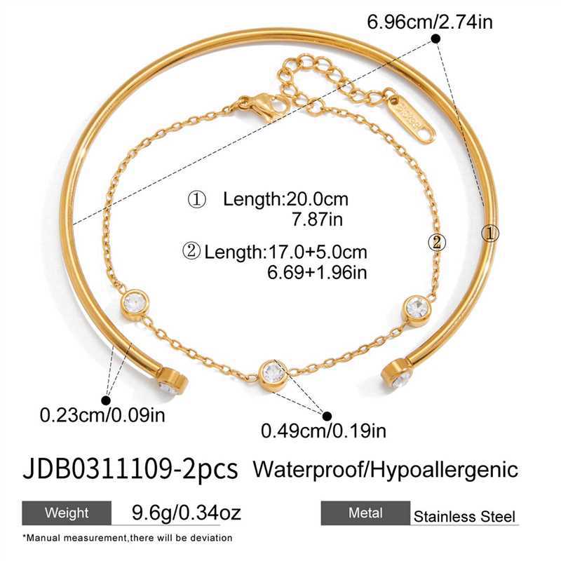 Bracciale di lusso elegante rotondo geometrico in acciaio inossidabile placcato con zirconi cubici per donna