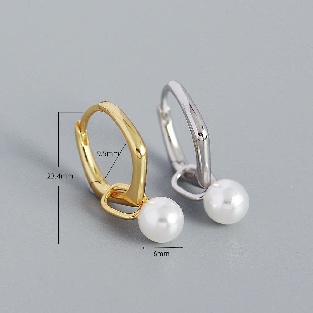Orecchini a perno geometrici vintage in argento sterling S925 da donna con dettaglio lineare