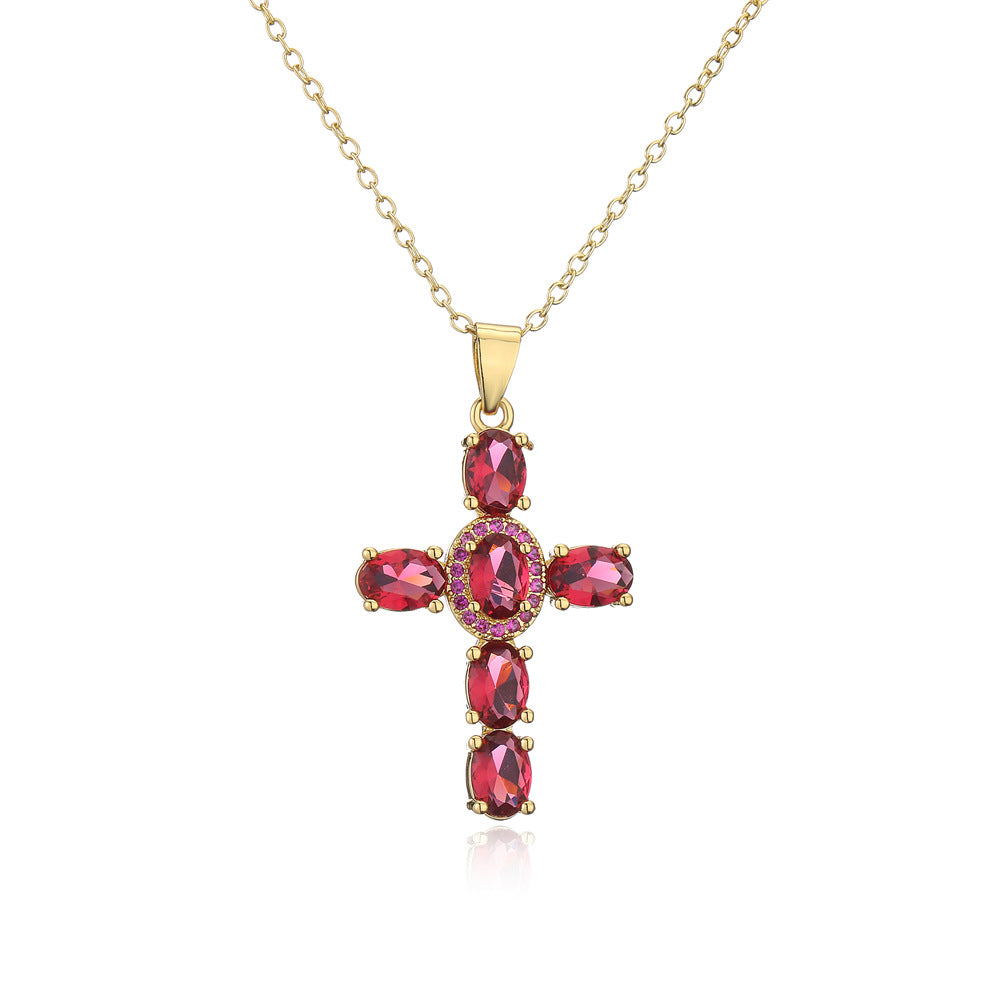 Minimalist Geometric Cross Pendant Necklace for Women with Copper Base and 18K Gold Plating