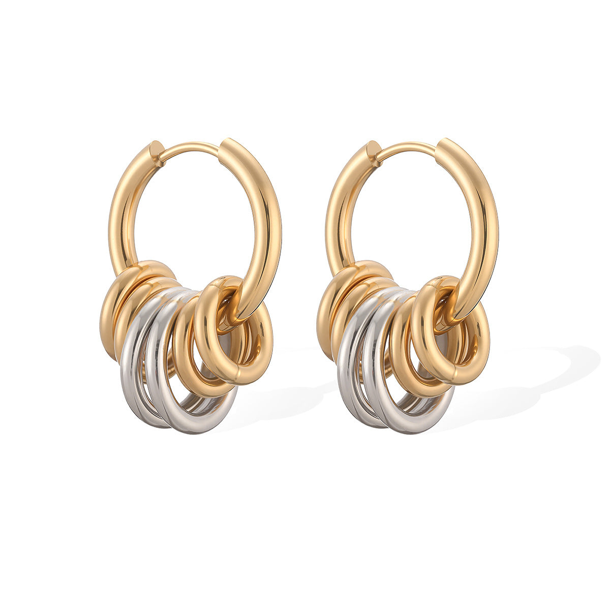 Minimalist 18K Gold Plated Stainless Steel Round Geometric Earrings for Women
