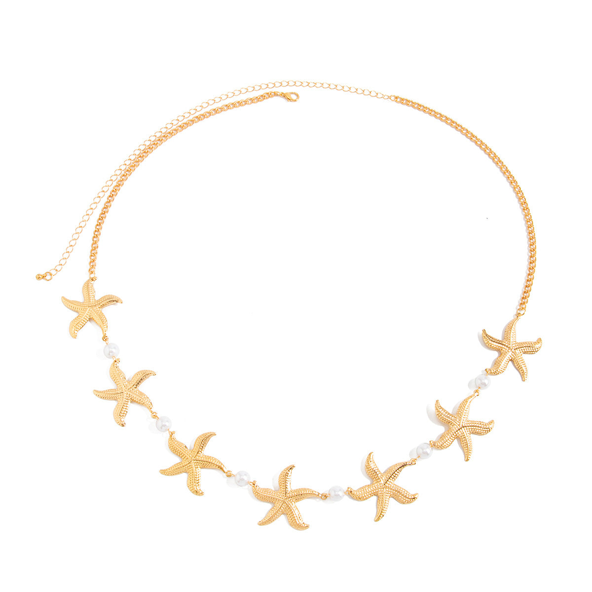 Bohemian Starfish and Scallop Embossed Iron Body Chain for Women Beach Vacation Waist Belt