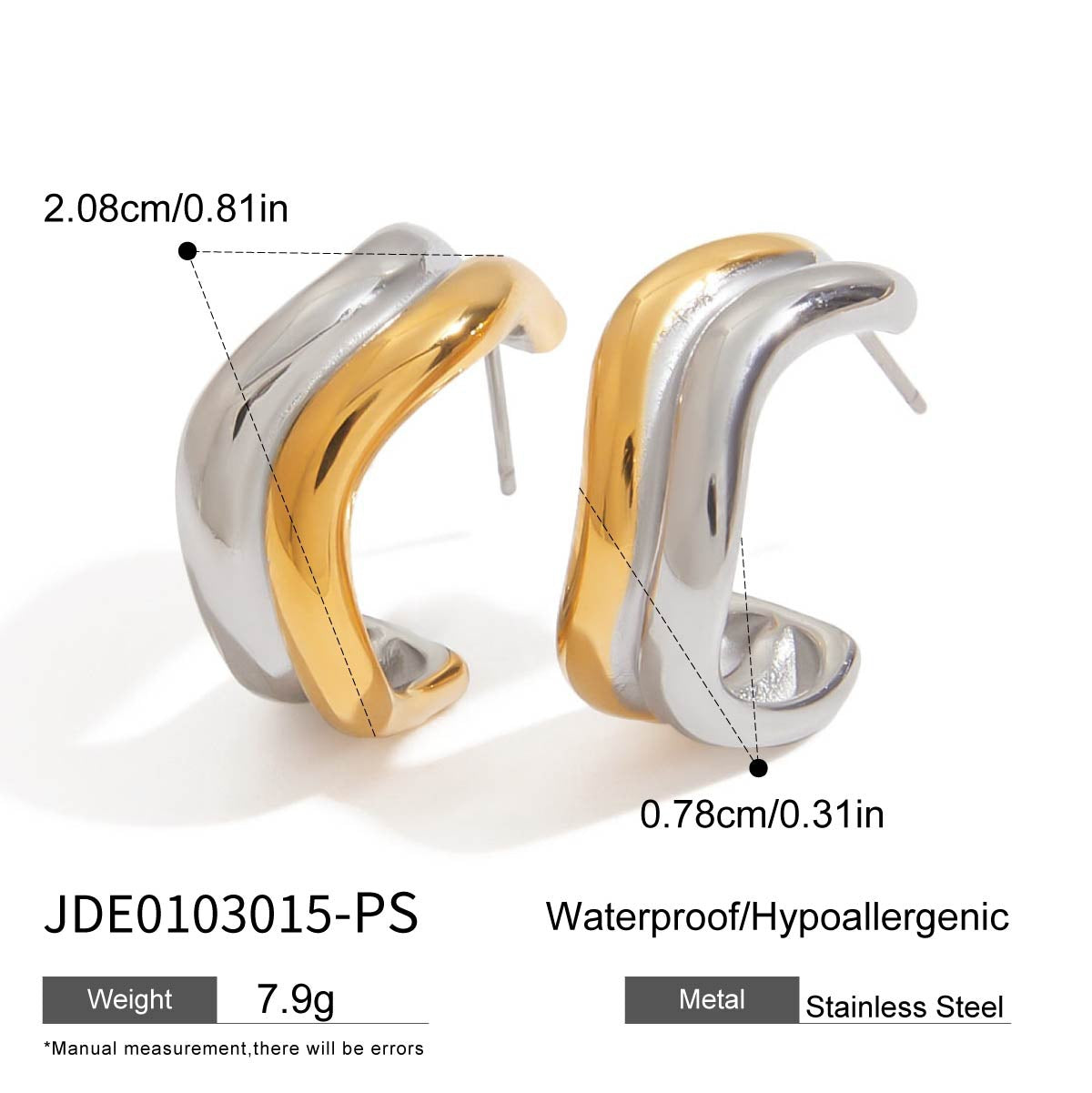 Minimalist Geometric C-Shape Stainless Steel Hoop Earrings with Titanium Steel Posts for Women