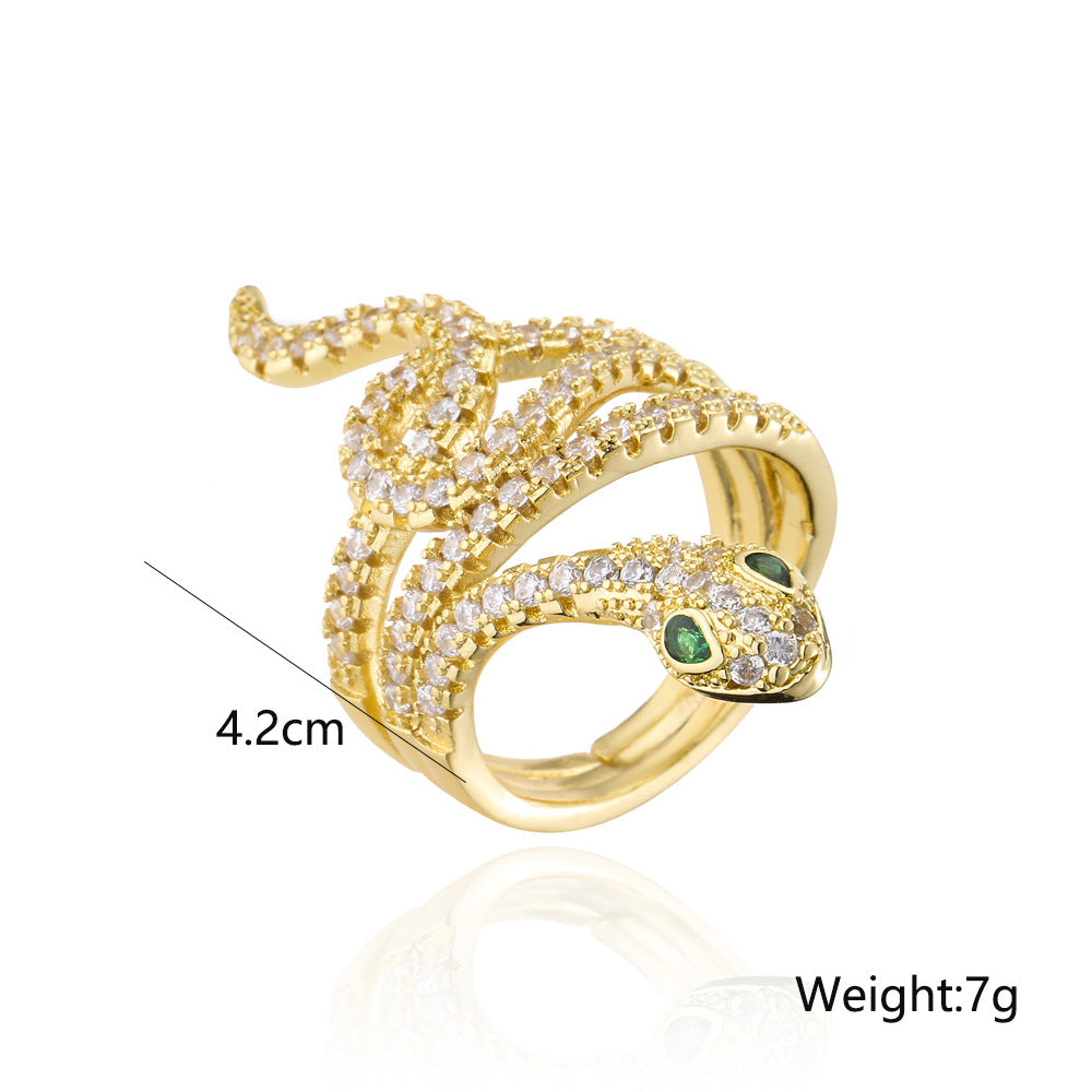 Geometric Shape Copper Ring with Micro-Paved AAA Zirconia for Women