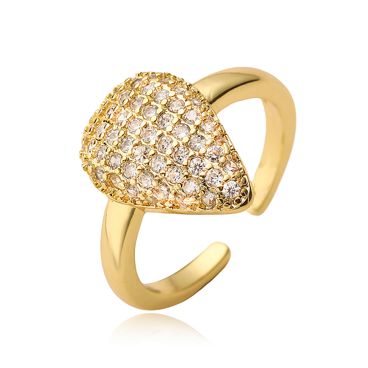 Anello Aperto Geometrico Minimalista da Donna in Rame con Zirconia Micro-Incastonata