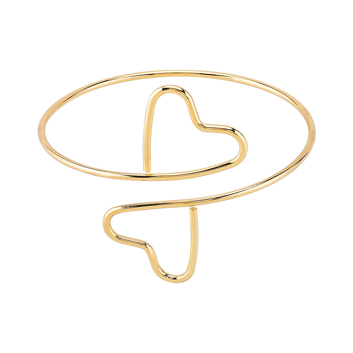 Minimalist Geometric Heart Shaped Metal Cuff Bracelet with Plated Finish