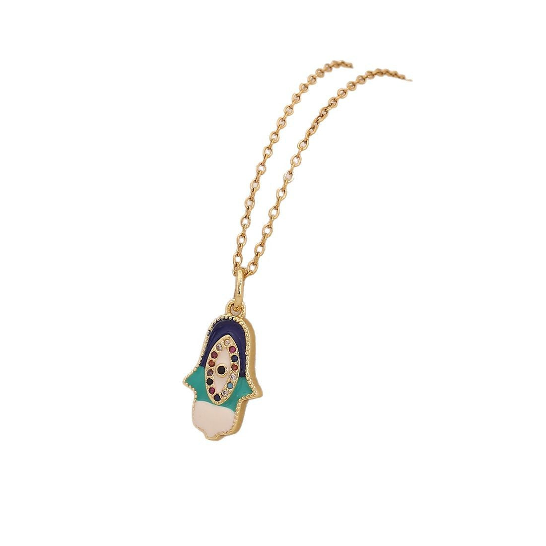 Edgy Evil Eye Pendant Necklace in Stainless Steel with Enamel Finish on O-Chain for Women