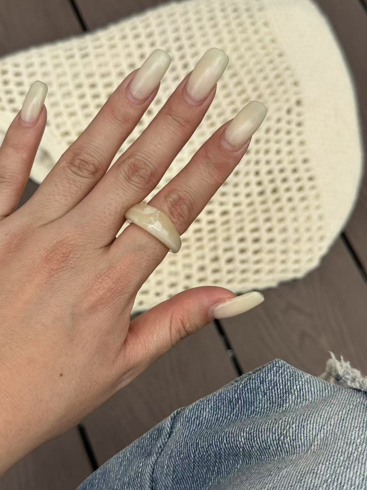 Vintage Casual Geometric Drip Oil Acrylic Ring