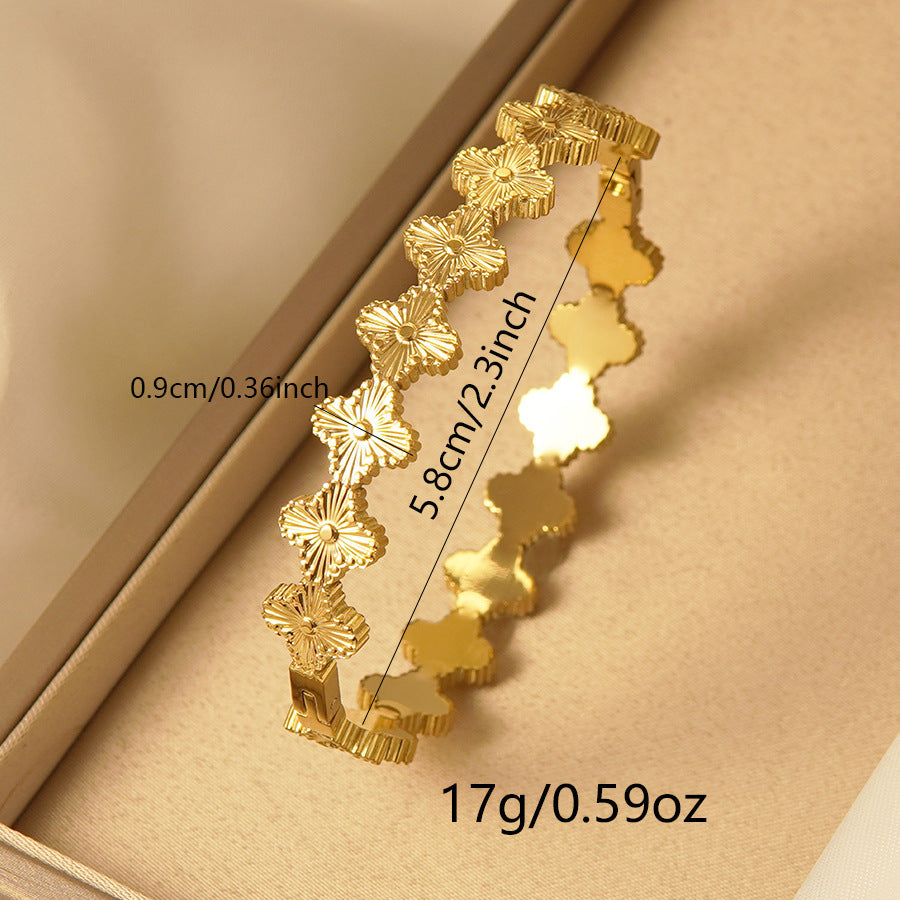 Elegant 18K Gold Plated Geometric Round Titanium Steel Bracelet