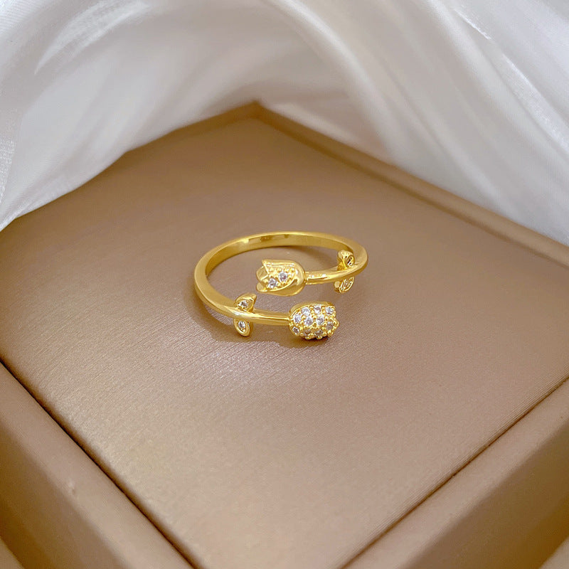 Anillo Ajustable Chapado en Latón con Forma de Corona Kawaii para Mujer