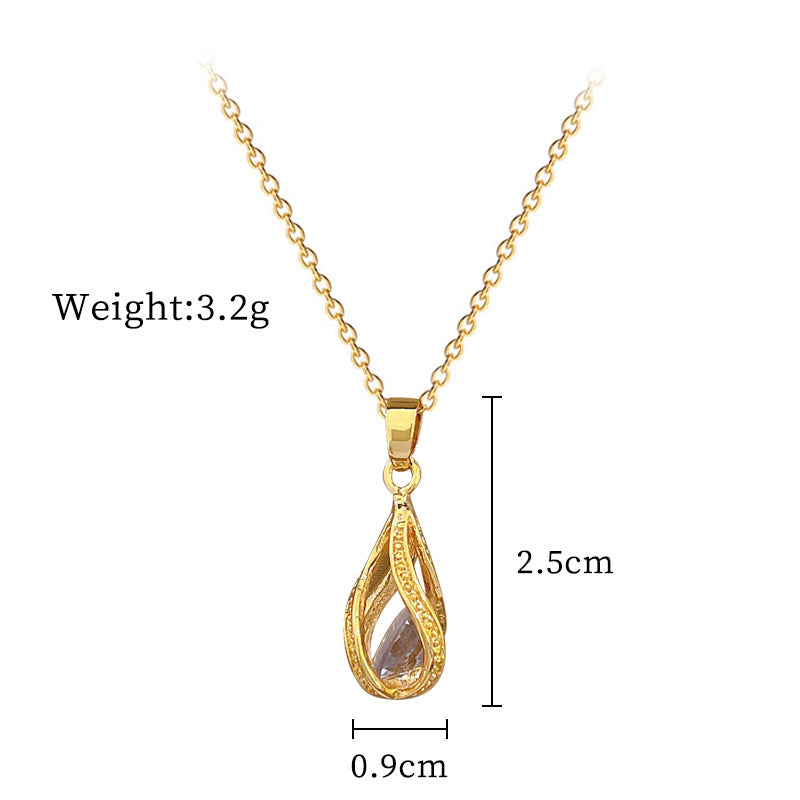 Collana pendente geometrica di lusso in acciaio al titanio con intarsio di strass, fresca, unisex