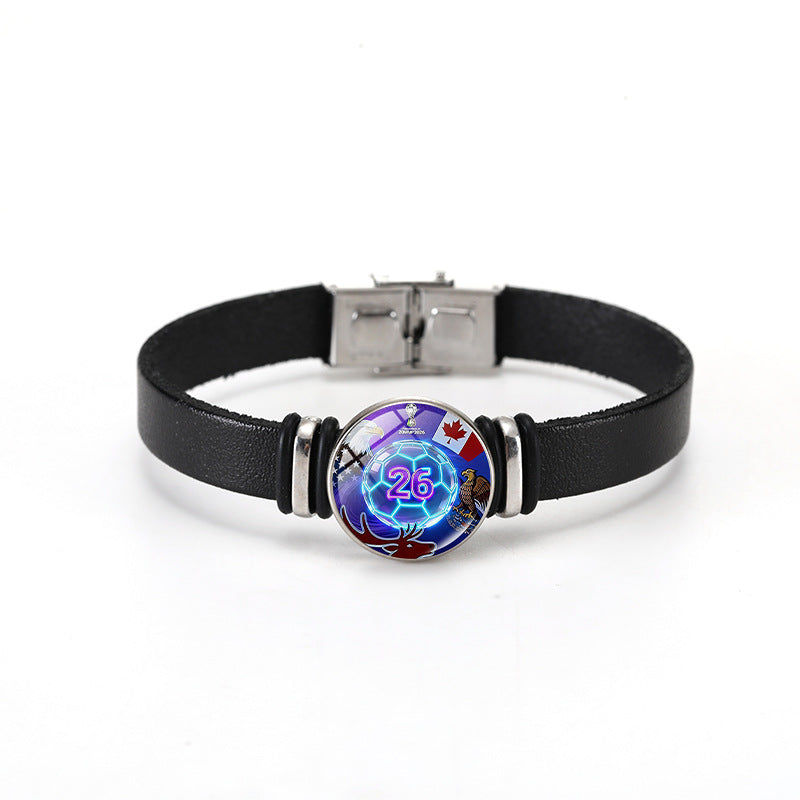 Bracciale Unisex con bottone a pressione in pelle placcata con forme geometriche alla moda