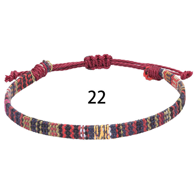 Bohemian Rainbow Braided Cotton Linen Anklet Unisex Adjustable Foot Jewelry