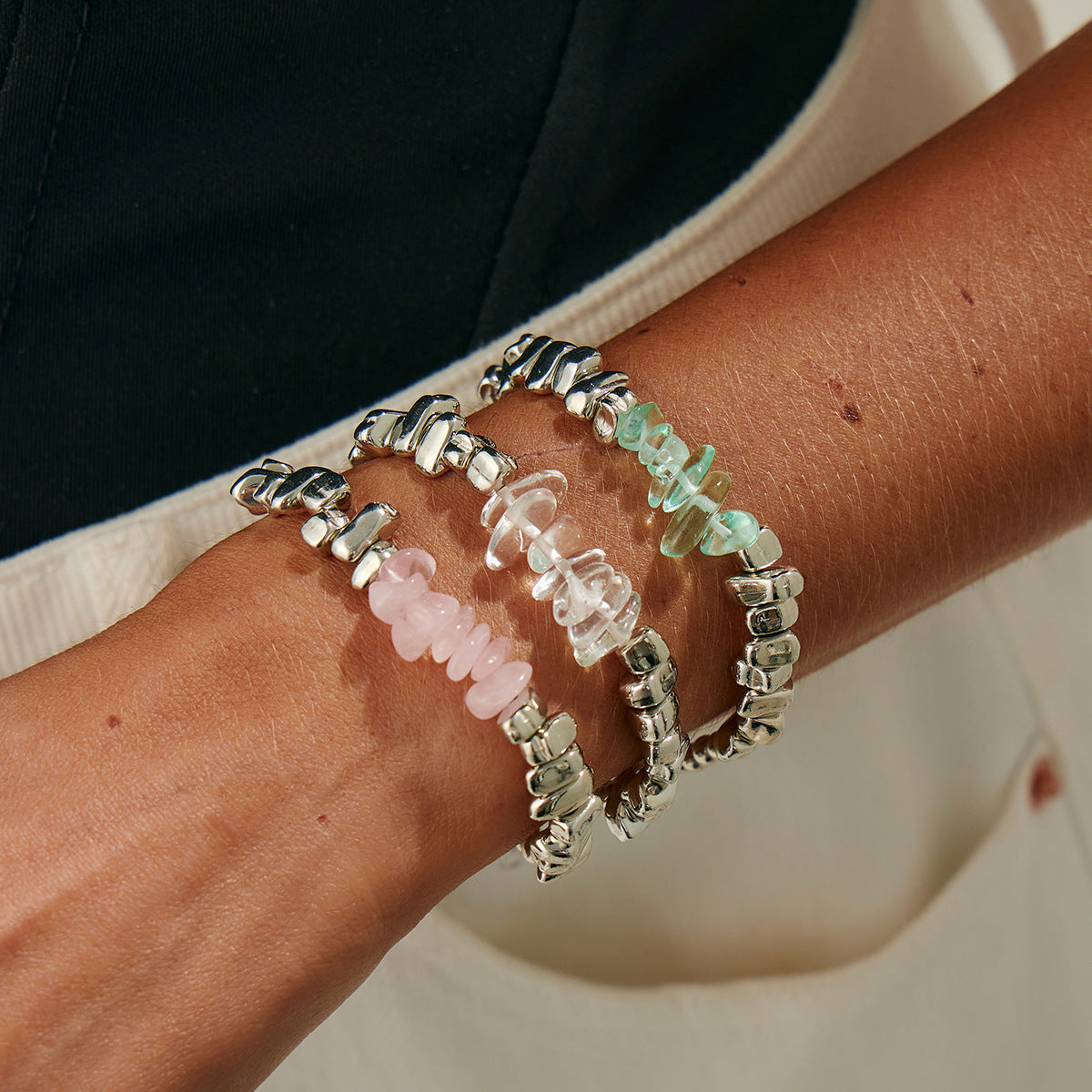 Sweet Minimalist Geometric Oval CCB Acrylic Plated Bracelet for Women