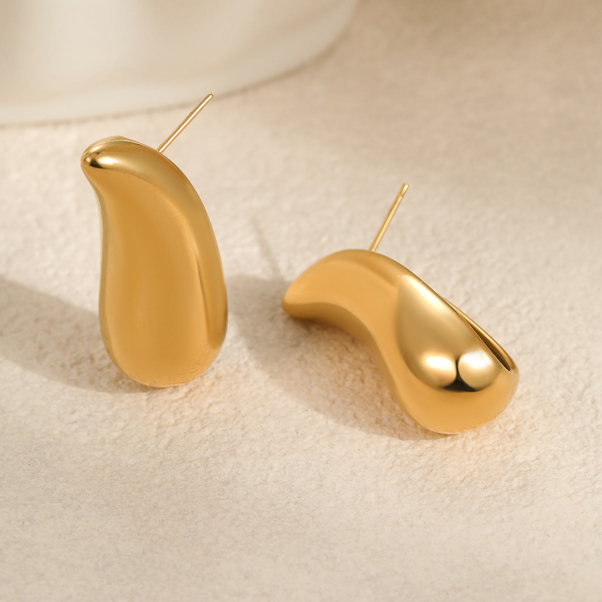 Orecchini da donna in acciaio inossidabile a forma geometrica irregolare con placcatura in oro 18K, stile industriale vintage