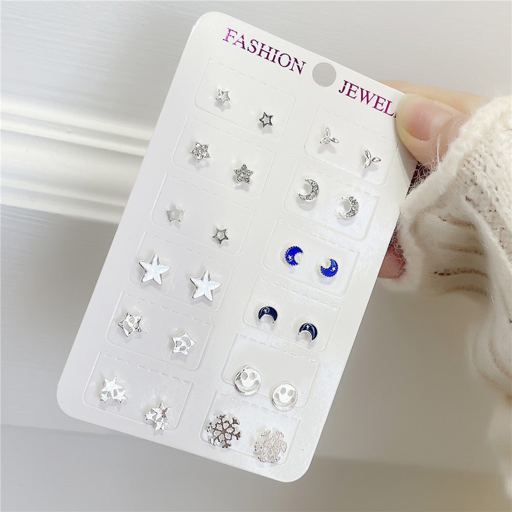Minimalist Sweet Star Shaped Alloy Earrings with 925 Sterling Silver Posts