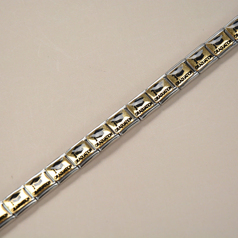 Minimalist Gold Plated Stainless Steel Geometric Cartoon Charm Bar for DIY Bracelet